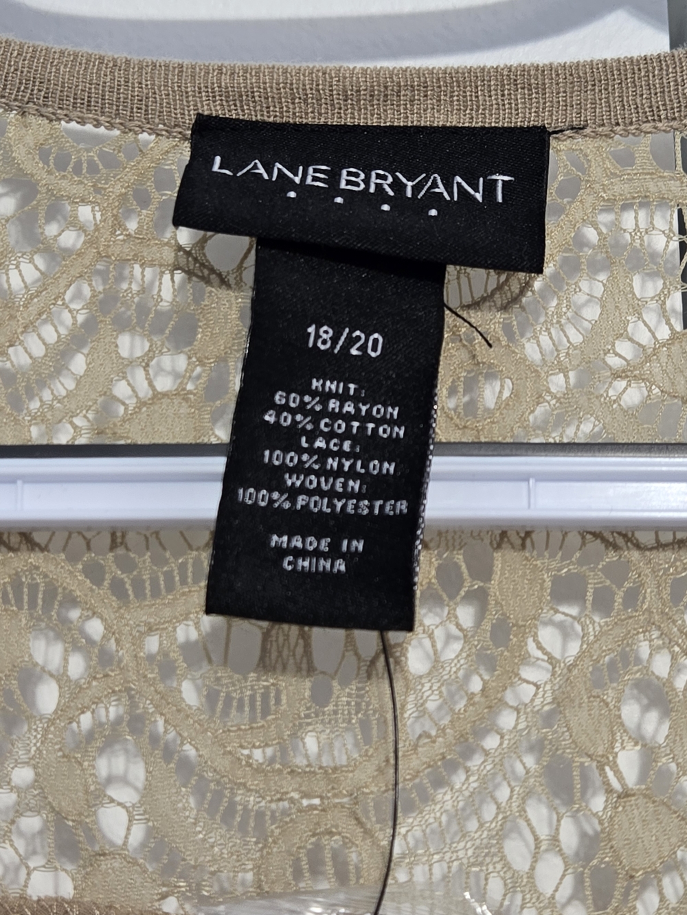 Lane Bryant Lace Back Open Front Cardigan Beige Taupe Plus‎ Size 18/20 NWT - Picture 2 of 5